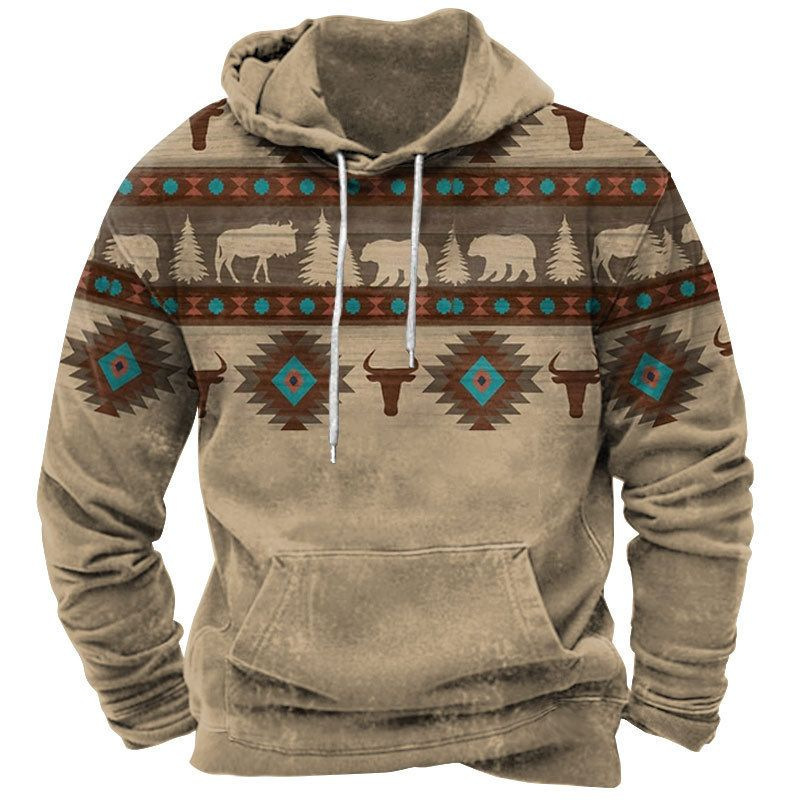 Tribal Aztec Hoodies for Men Sweatshirts  Hoodies for Men Retro Ethnic Aztec Printed Long Sleeve Hooded