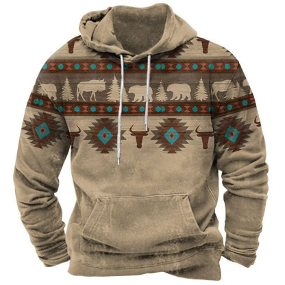 Tribal Aztec Hoodies for Men Sweatshirts  Hoodies for Men Retro Ethnic Aztec Printed Long Sleeve Hooded