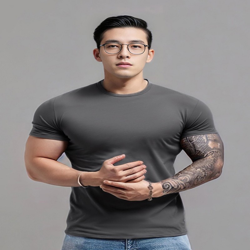 Men's Summer New Arrival Athletic Casual Short-Sleeve T-Shirt - Quick-Drying, Breathable, Solid Color for Running, Workout & Fitness Training