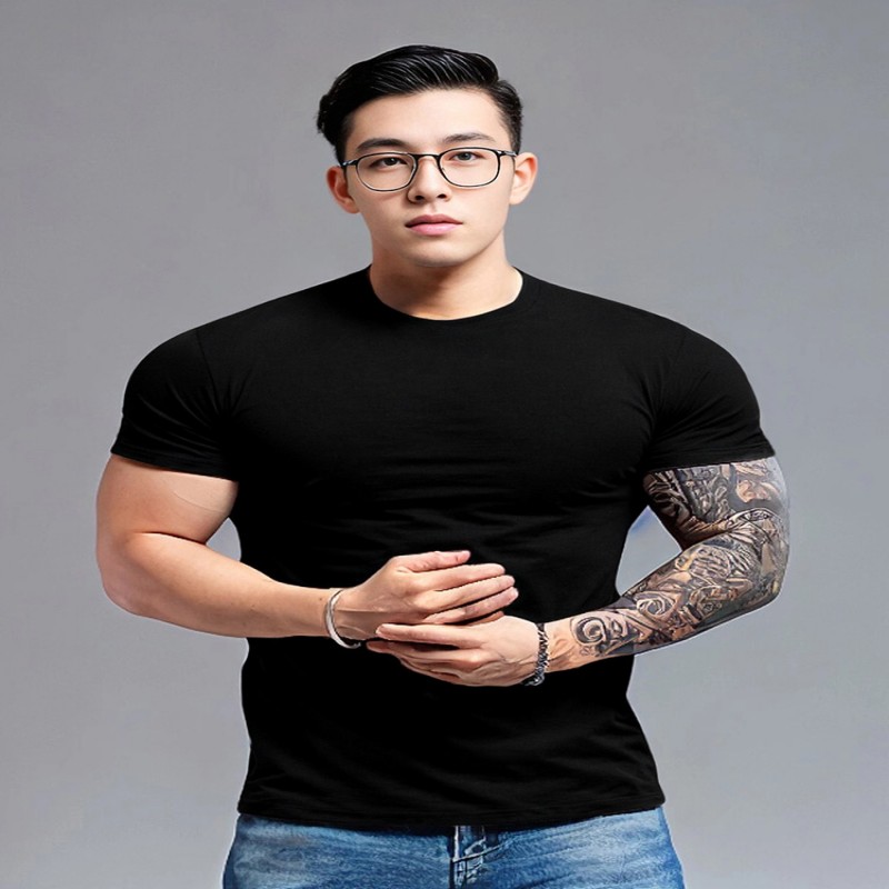 Men's Summer New Arrival Athletic Casual Short-Sleeve T-Shirt - Quick-Drying, Breathable, Solid Color for Running, Workout & Fitness Training
