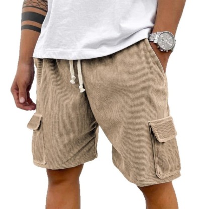 Men's Retro Casual Work Shorts With Drawstring And Large Pockets Summer Casual Shorts