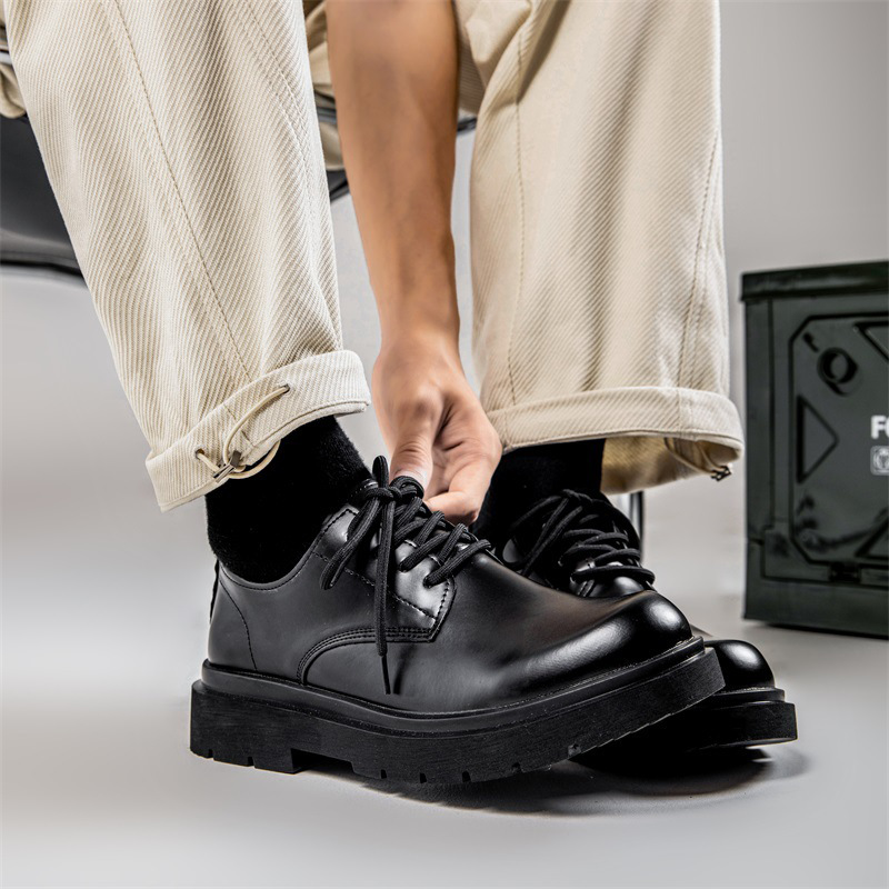 Men's Formal Business Dress Shoes: Korean - Inspired Black Leather Oxfords, Spring - Ready Thick - Sole for Versatile Wear