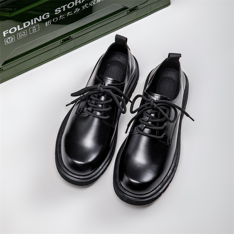 Men's Formal Business Dress Shoes: Korean - Inspired Black Leather Oxfords, Spring - Ready Thick - Sole for Versatile Wear