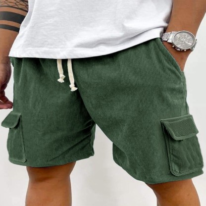 Men's Retro Casual Work Shorts With Drawstring And Large Pockets Summer Casual Shorts