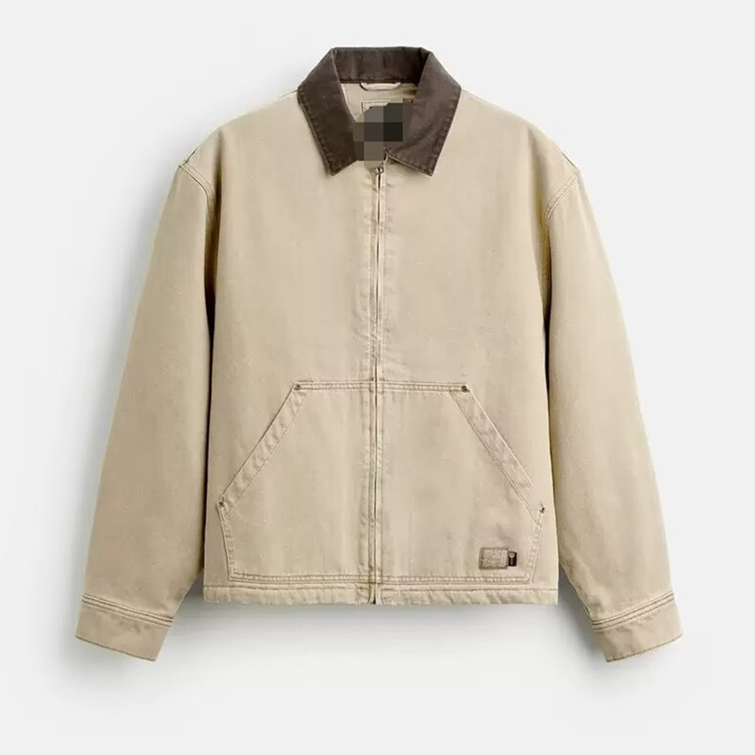 Unisex Contrast Collar Zip-Up Casual Jacket