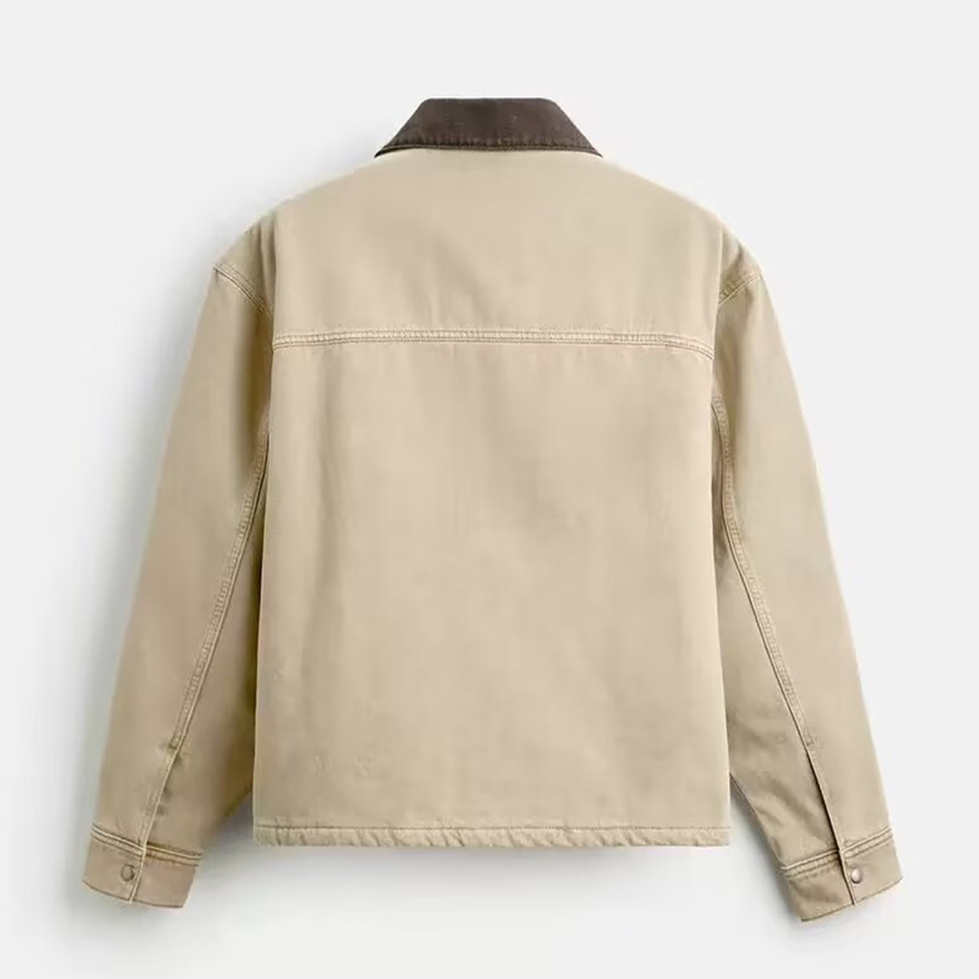 Unisex Contrast Collar Zip-Up Casual Jacket