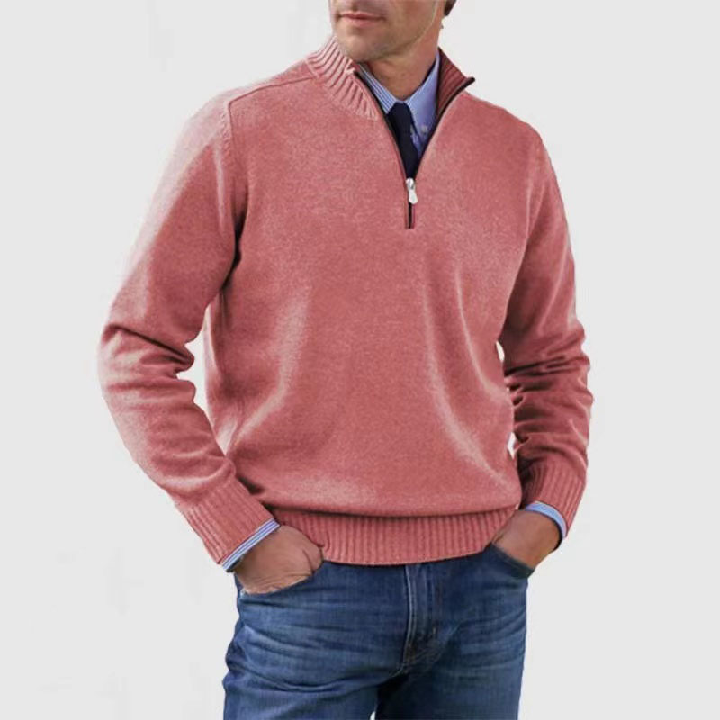 Men's Zip-Up Knit Sweater, Stand Collar Lightweight Cardigan, Men's Lightweight Knit Jacket, Versatile Pullover Sweater for Layering