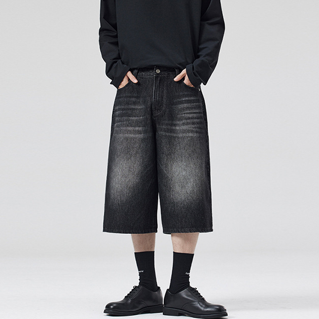 Summer New Loose American Style Seven-Point Jeans Straight Wide Leg Versatile