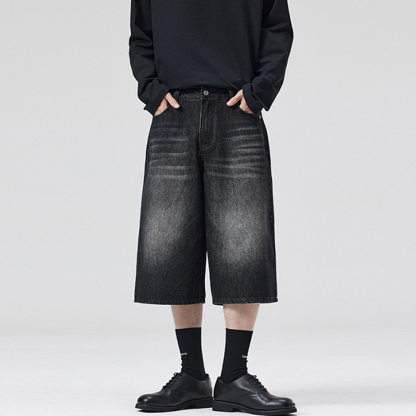 Summer New Loose American Style Seven-Point Jeans Straight Wide Leg Versatile