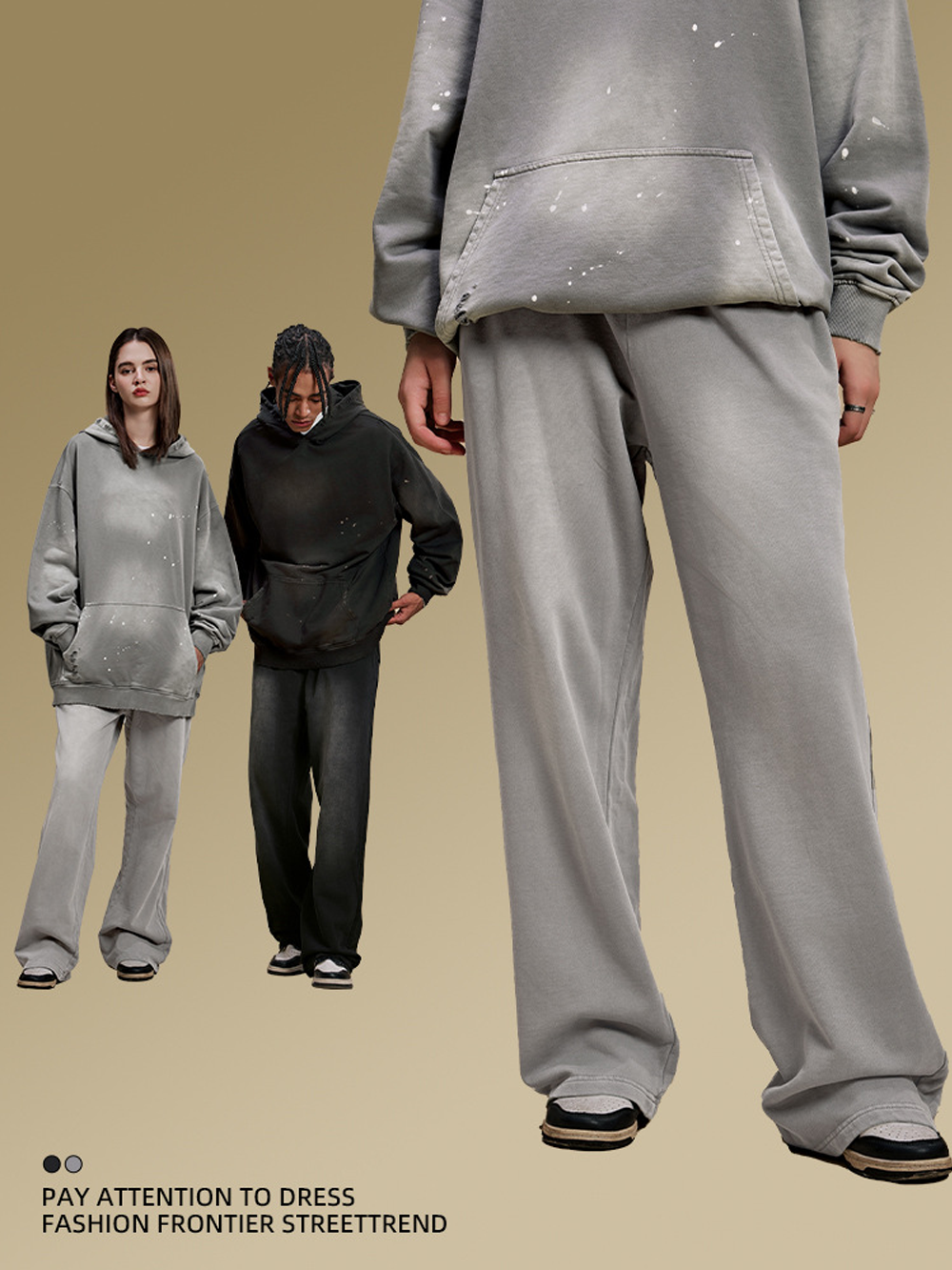 New Men's Casual All-Match Gradient Loose Wide-Leg Pants