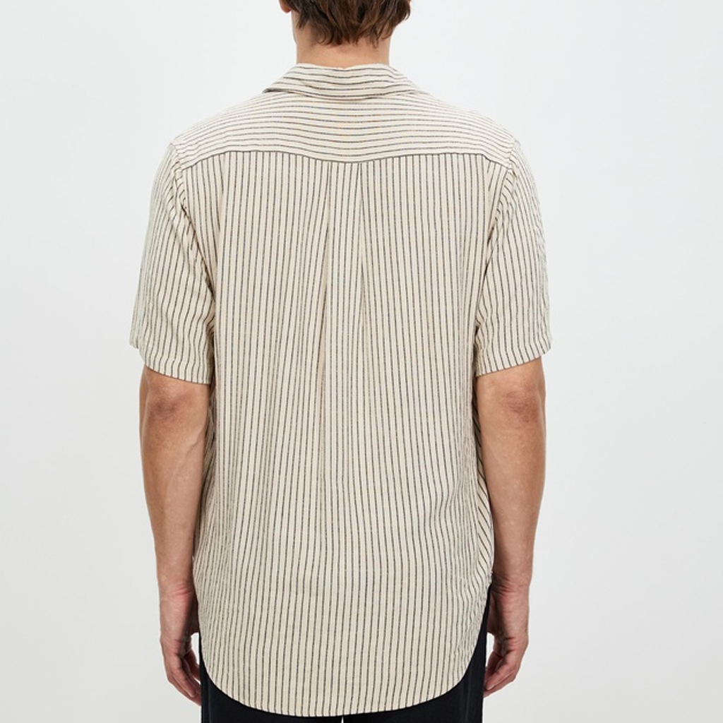 Textured Linen Blend Stripe Shirt
