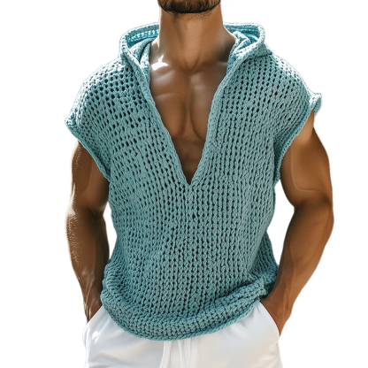 Men's Retro Casual Knit Hooded Tank Top