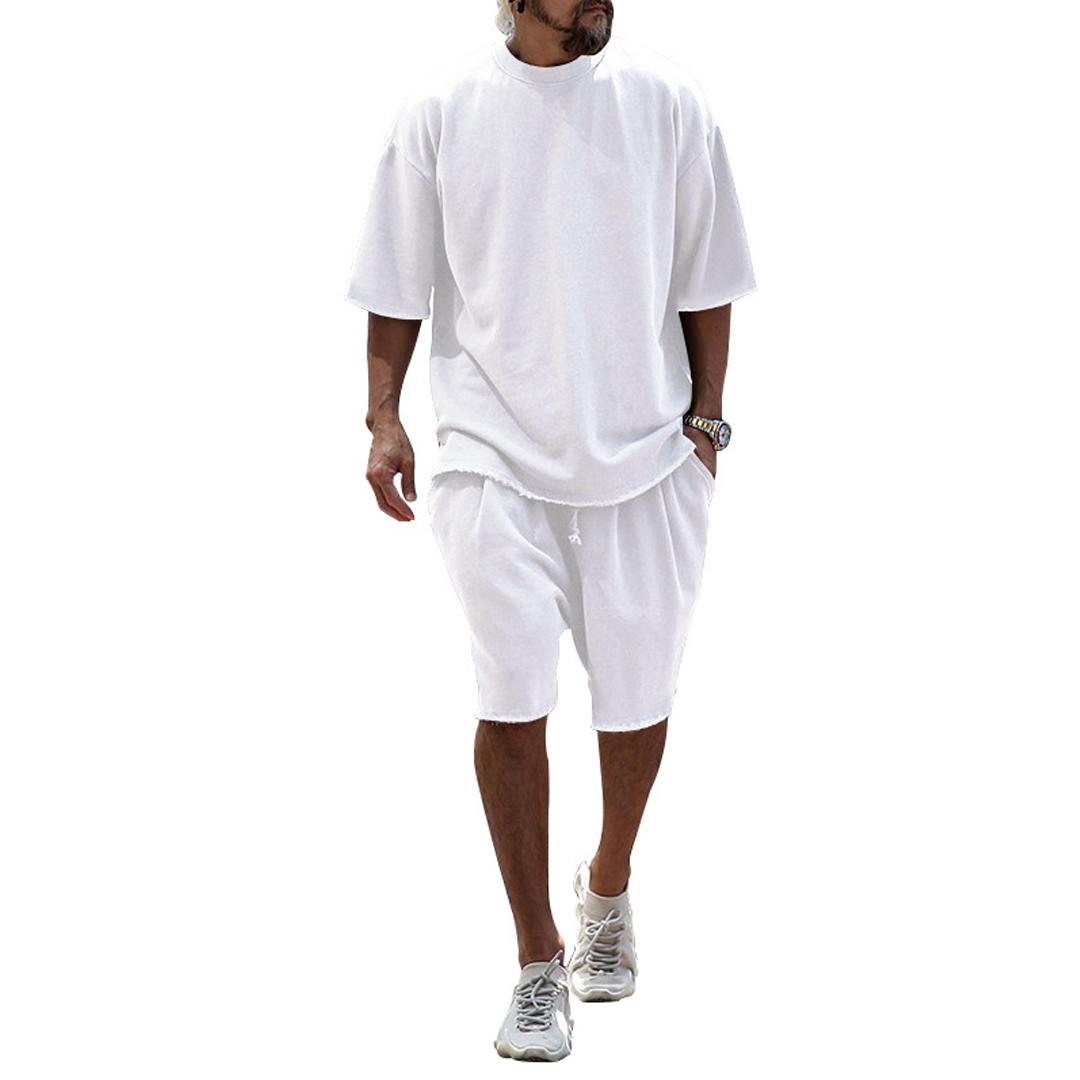 Men's Casual Loose Fit Solid Sports Sets