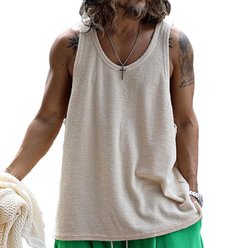 Men's Casual Round Neck Solid Color Tank Top