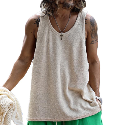 Men's Casual Round Neck Solid Color Tank Top