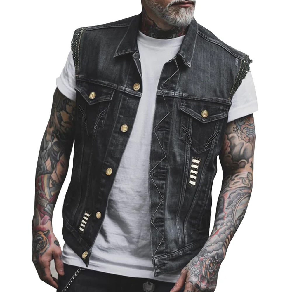 Men's Casual Vintage Lapel Denim Vest
