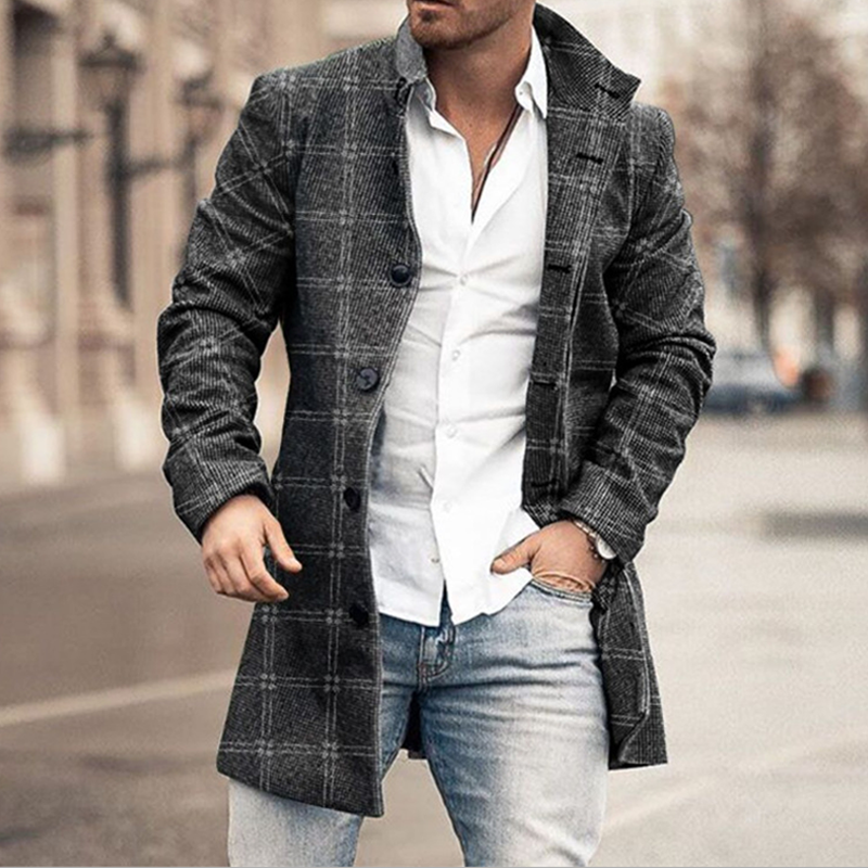 Men's Stand-up Collar Long Casual Coat