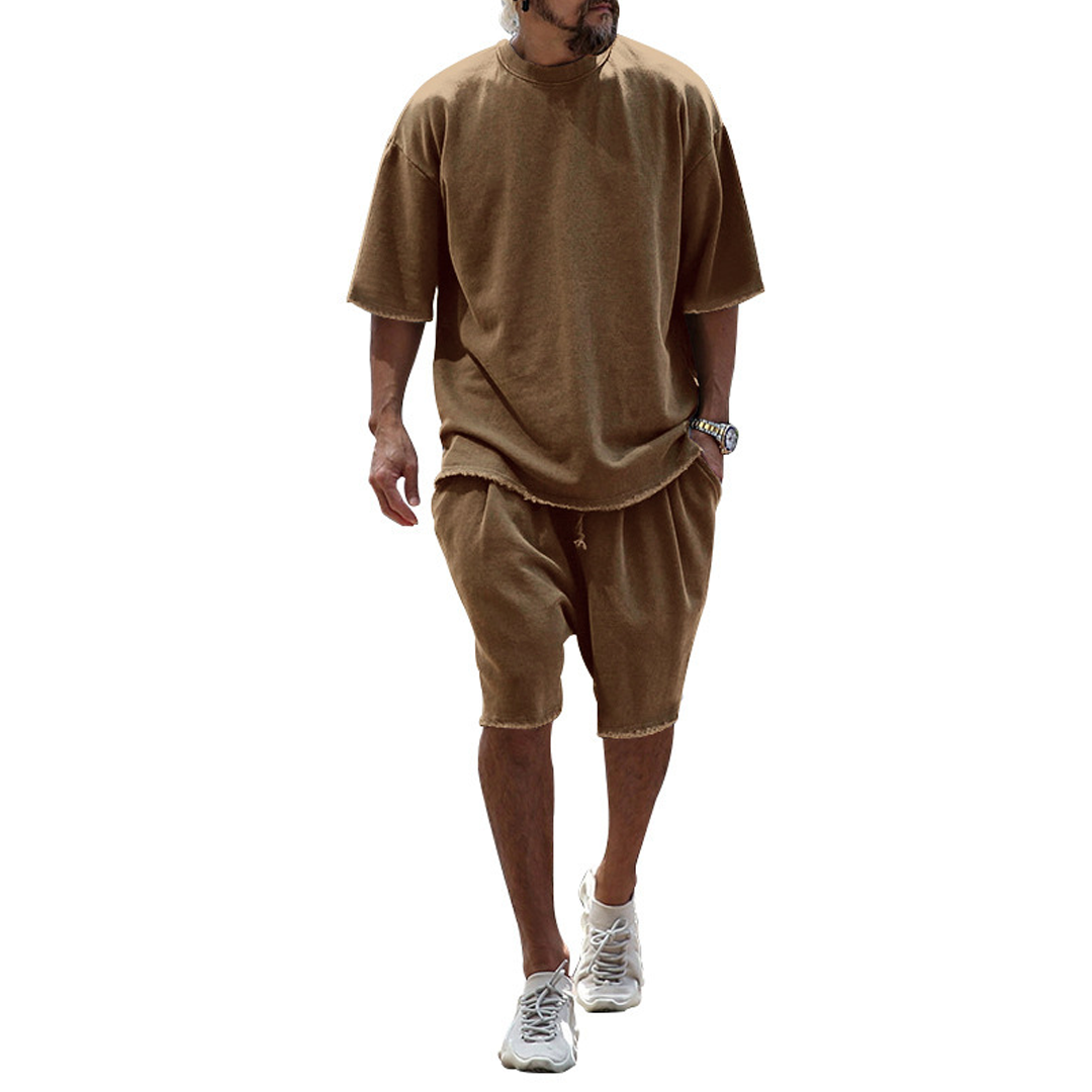 Men's Casual Loose Fit Solid Sports Sets