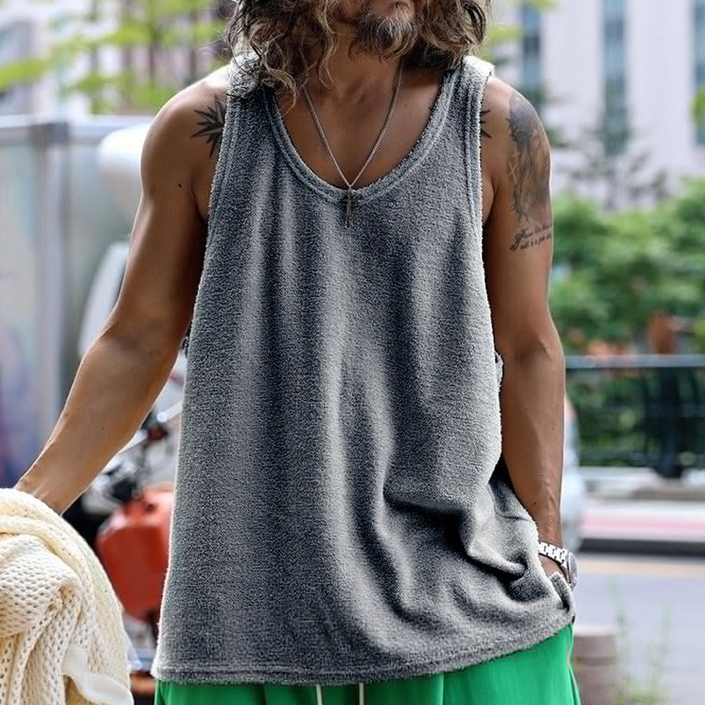Men's Casual Round Neck Solid Color Tank Top