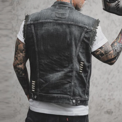 Men's Casual Vintage Lapel Denim Vest