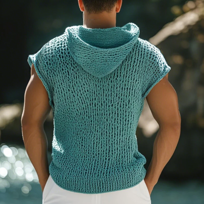 Men's Retro Casual Knit Hooded Tank Top