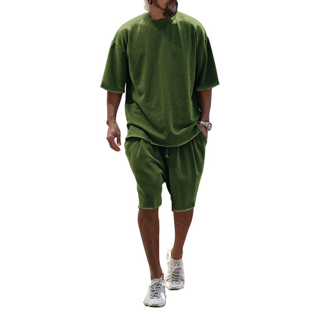 Men's Casual Loose Fit Solid Sports Sets