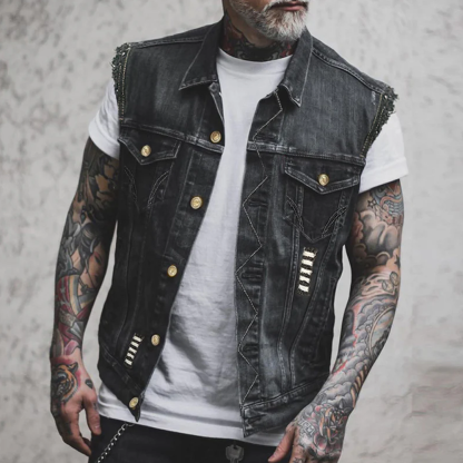 Men's Casual Vintage Lapel Denim Vest