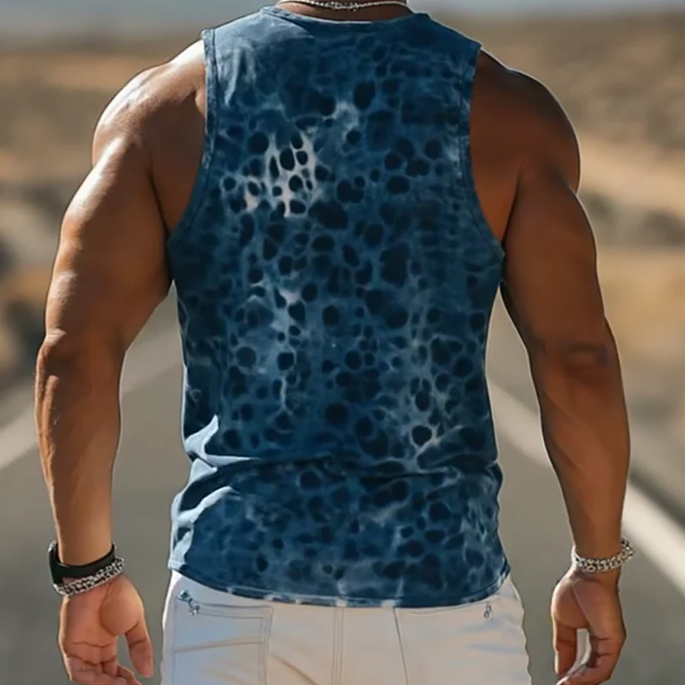 Men's Classic Retro Trendy Western Cowboy Style Cotton Gradient Leopard Print Tank Top