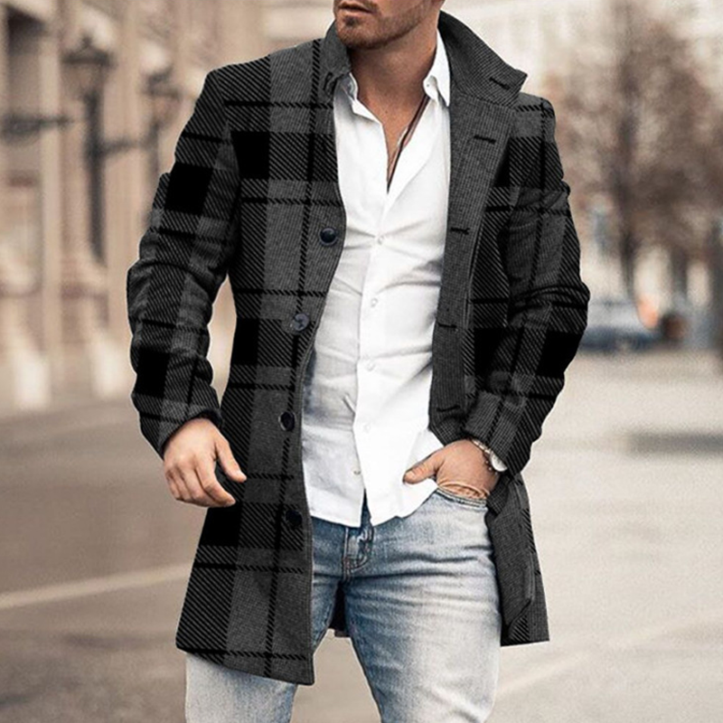 Men's Stand-up Collar Long Casual Coat