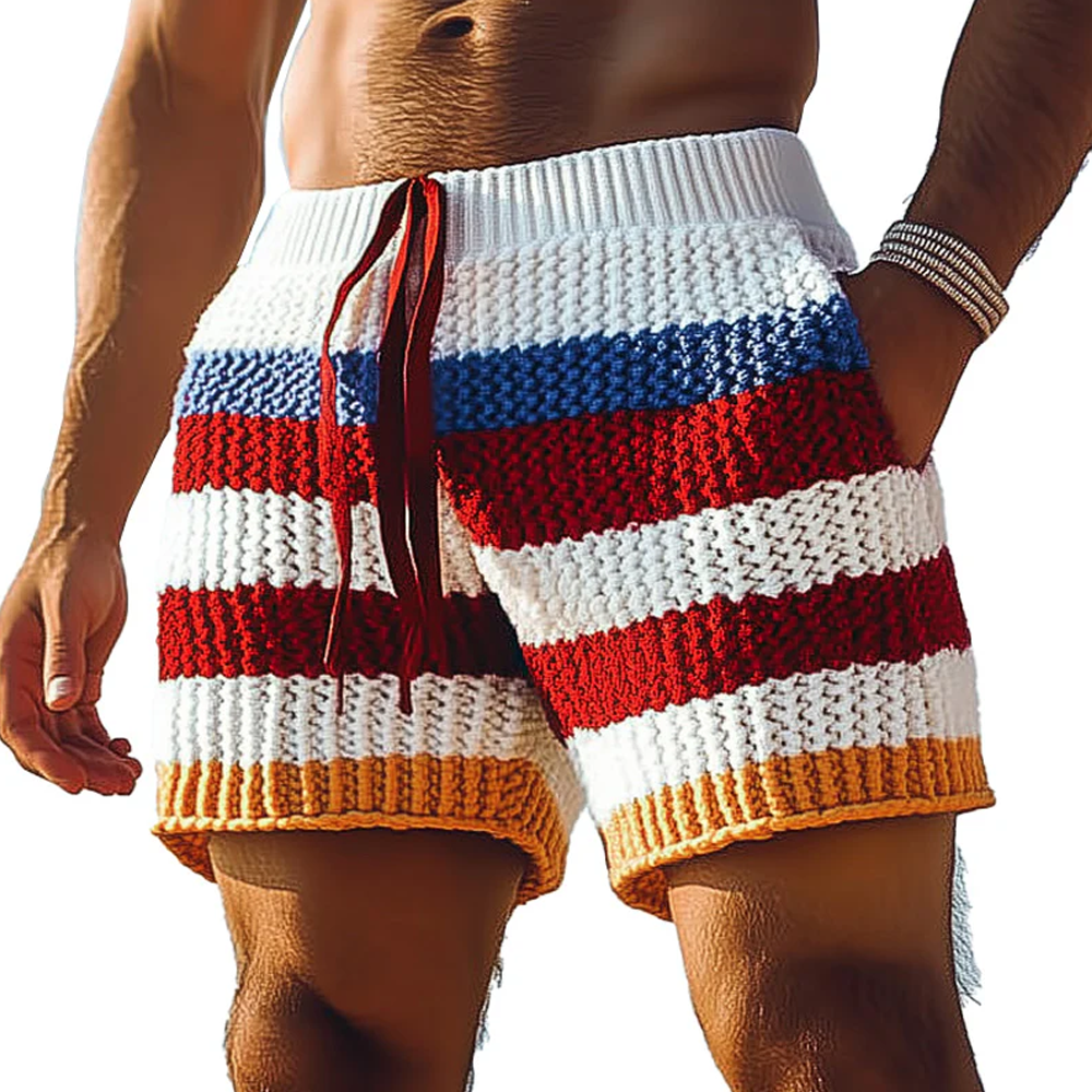 Men's Spring Fashion Striped Woven Sports Casual Shorts