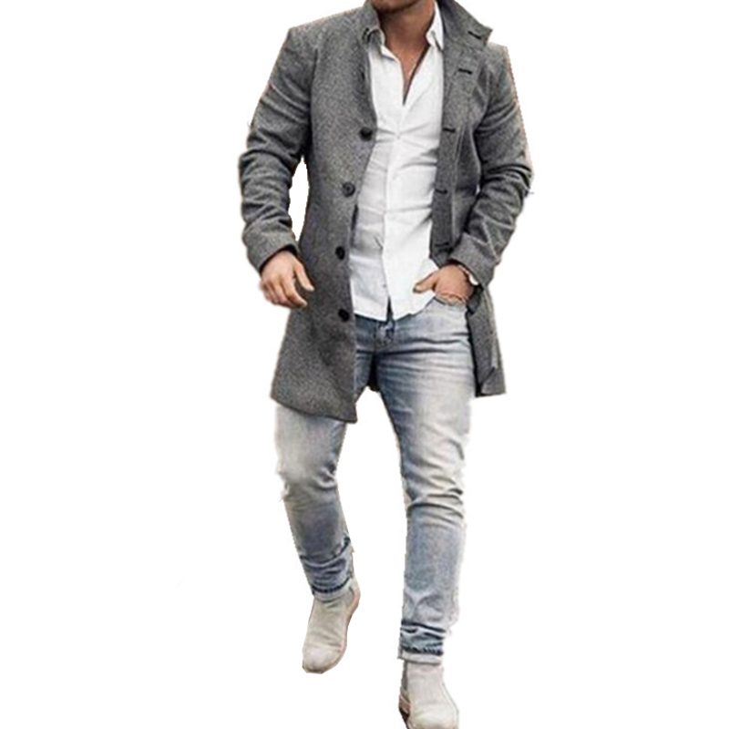 Men's Stand-up Collar Long Casual Coat