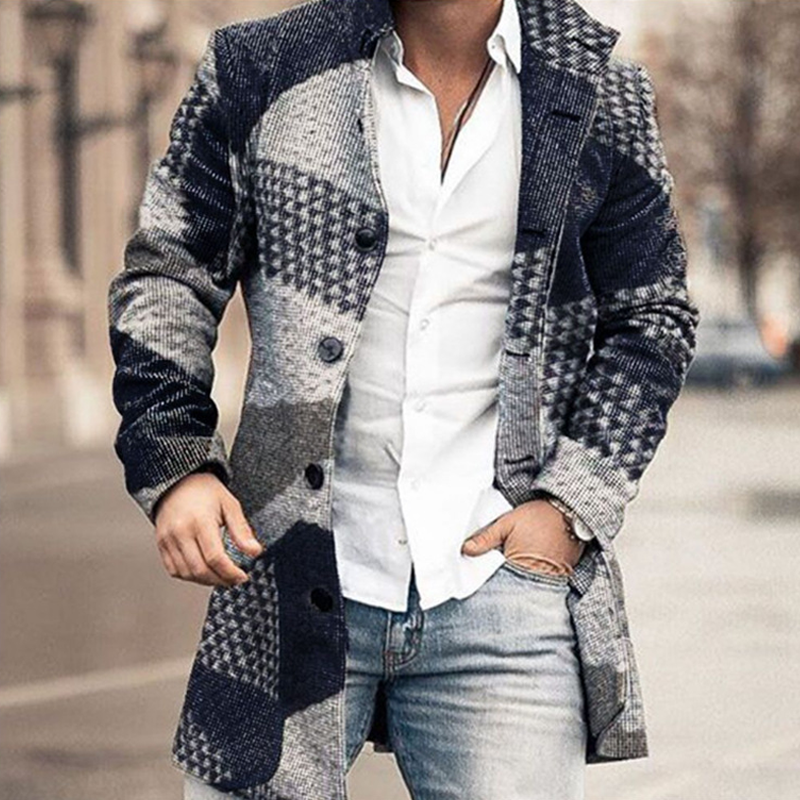 Men's Stand-up Collar Long Casual Coat