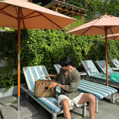 Stand Collar Men's Summer Lazy Relaxation Casual Vacation Sun Protection Cotton Linen Shirt