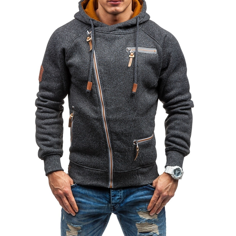 Men's Hooded Sweatshirt With Personalized Side Zipper Sweatshirt