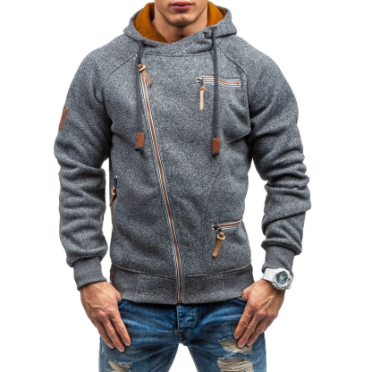 Men's Hooded Sweatshirt With Personalized Side Zipper Sweatshirt