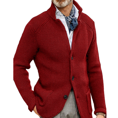 Men Slim Stand Collar Knit Cardigan Autumn And Winter Coat