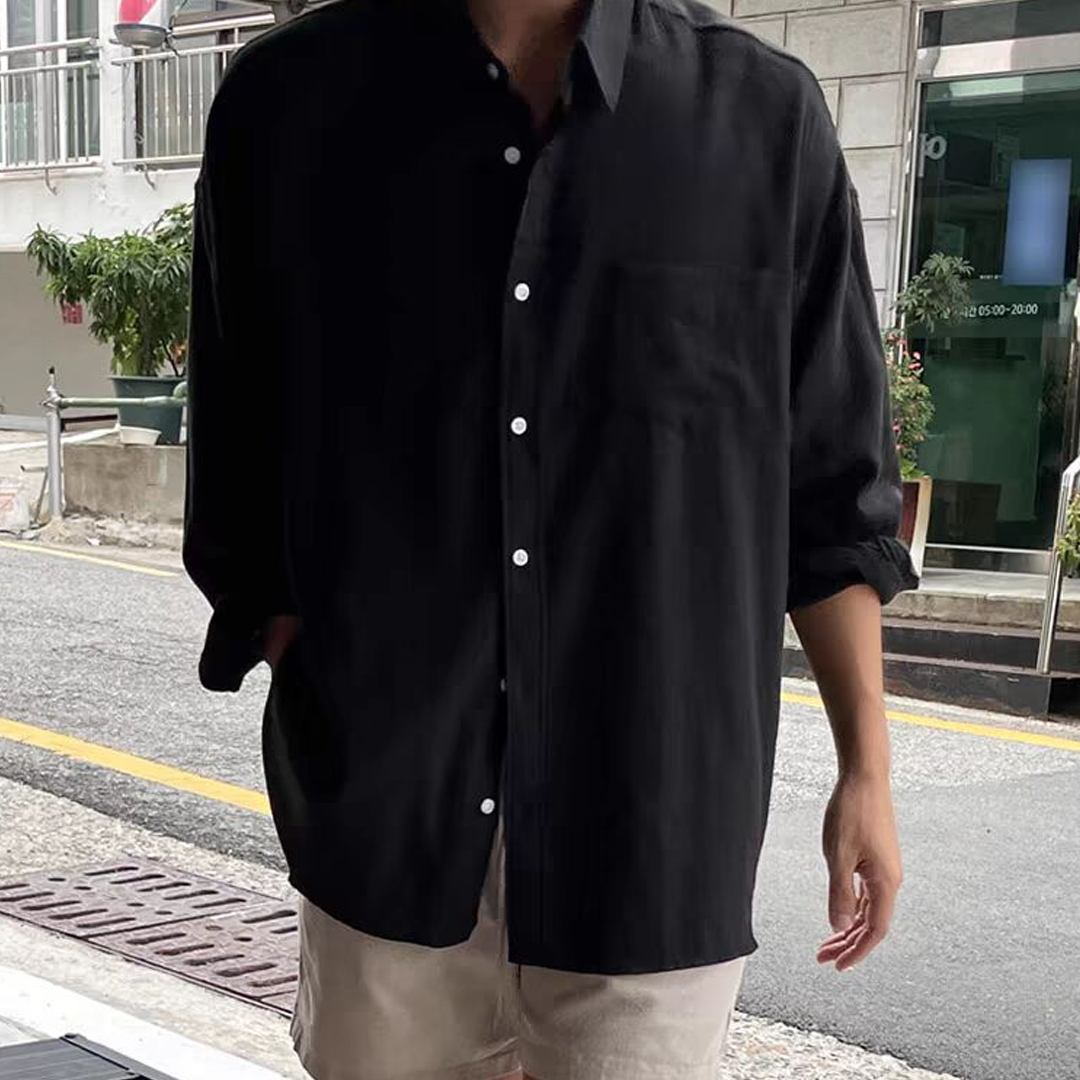 Men's Skin-Friendly Breathable Loose Long-Sleeved Thin Sun-Proof Work Shirt Linen