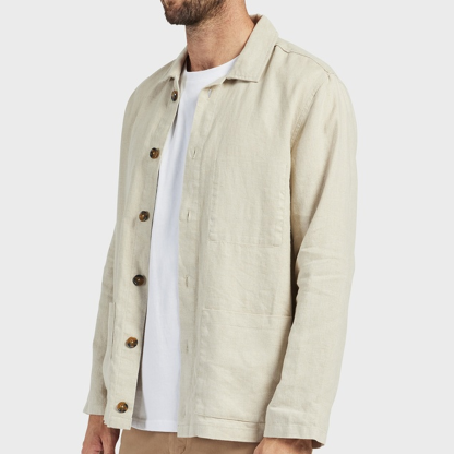 Men's Casual All-Match Solid Color Jacket Shirt