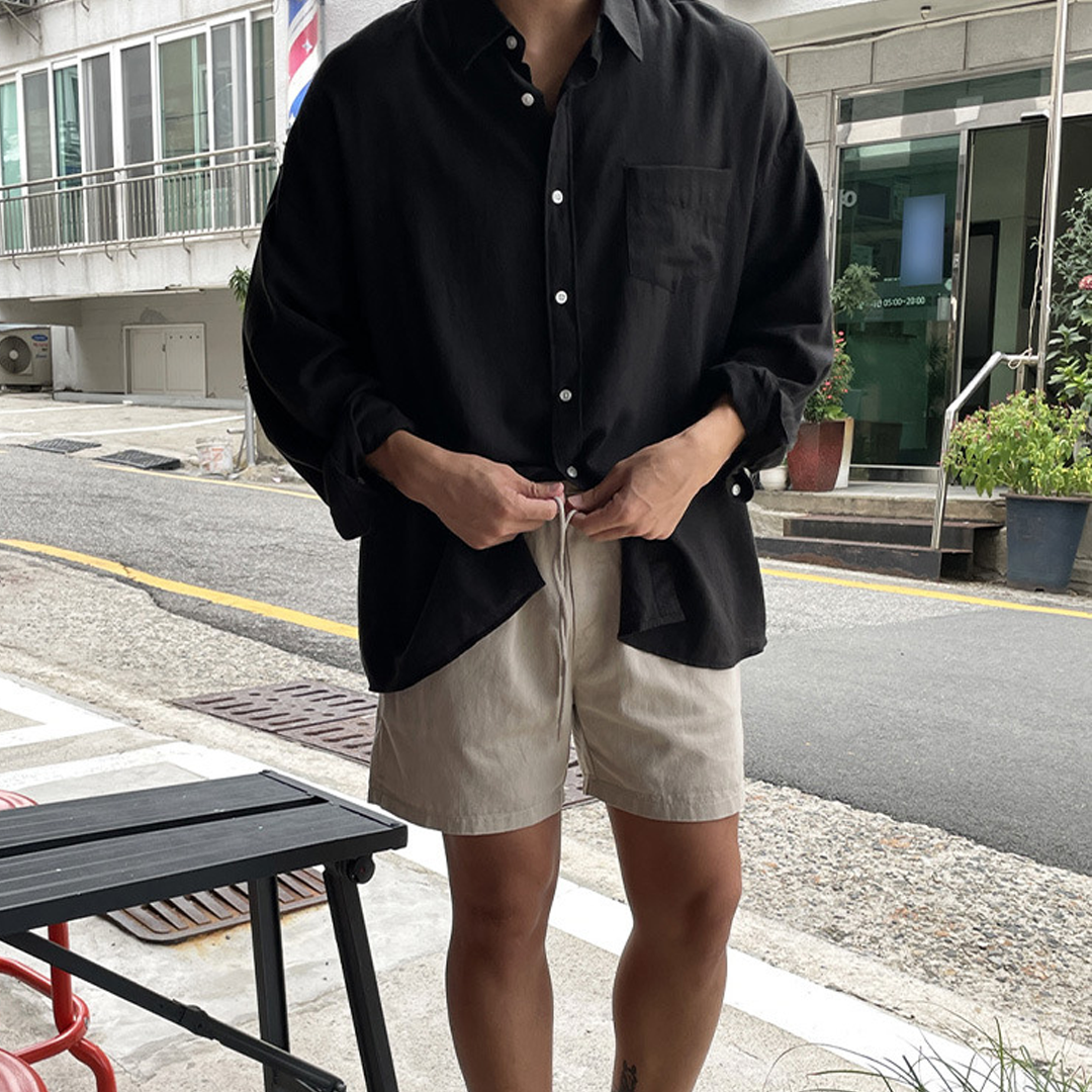 Men's Skin-Friendly Breathable Loose Long-Sleeved Thin Sun-Proof Work Shirt Linen