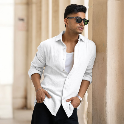 Men's Slim-Fit, Long-Sleeved Shirt Featured In A Versatile Style And Slightly Stretch Fabric