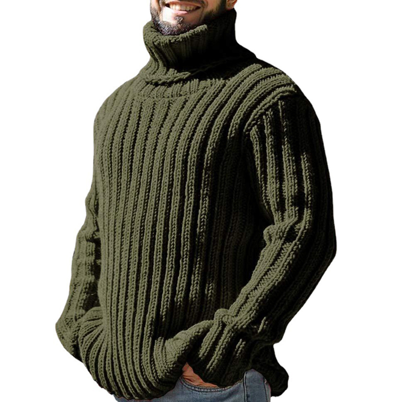 Turtleneck Sweater Men's Solid Color Slim-Fit Knit Top