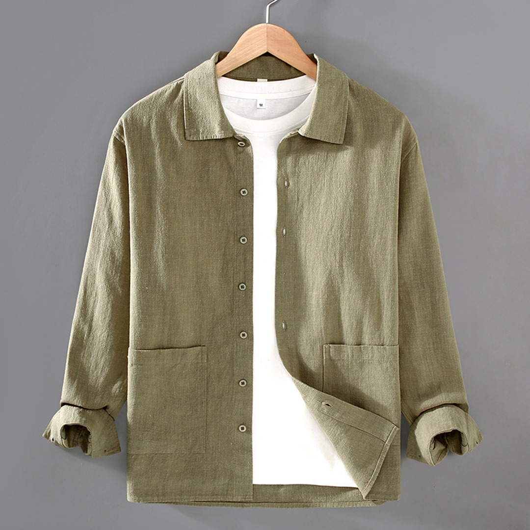 Men's Casual All-Match Solid Color Jacket Shirt