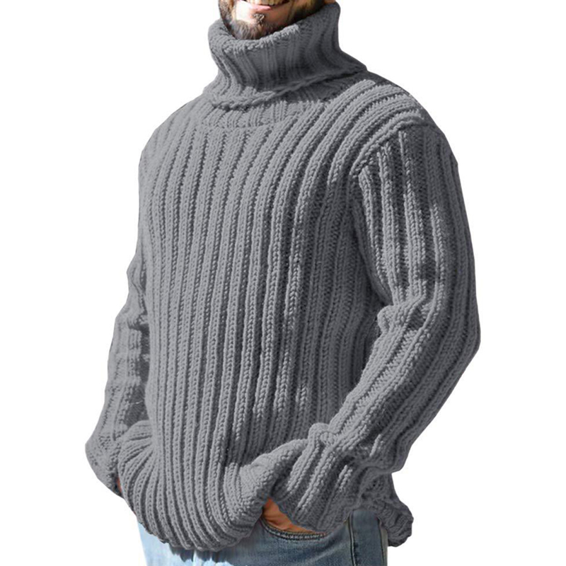 Turtleneck Sweater Men's Solid Color Slim-Fit Knit Top