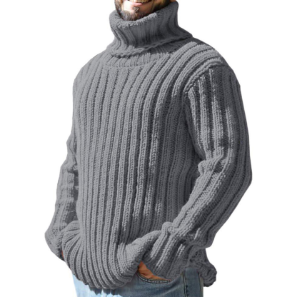 Turtleneck Sweater Men's Solid Color Slim-Fit Knit Top