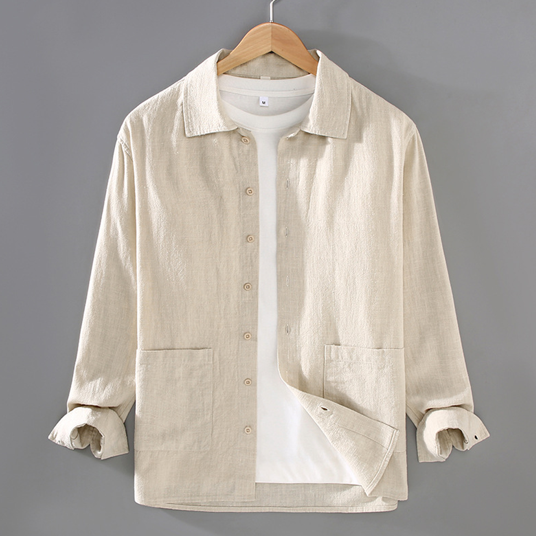 Men's Casual All-Match Solid Color Jacket Shirt