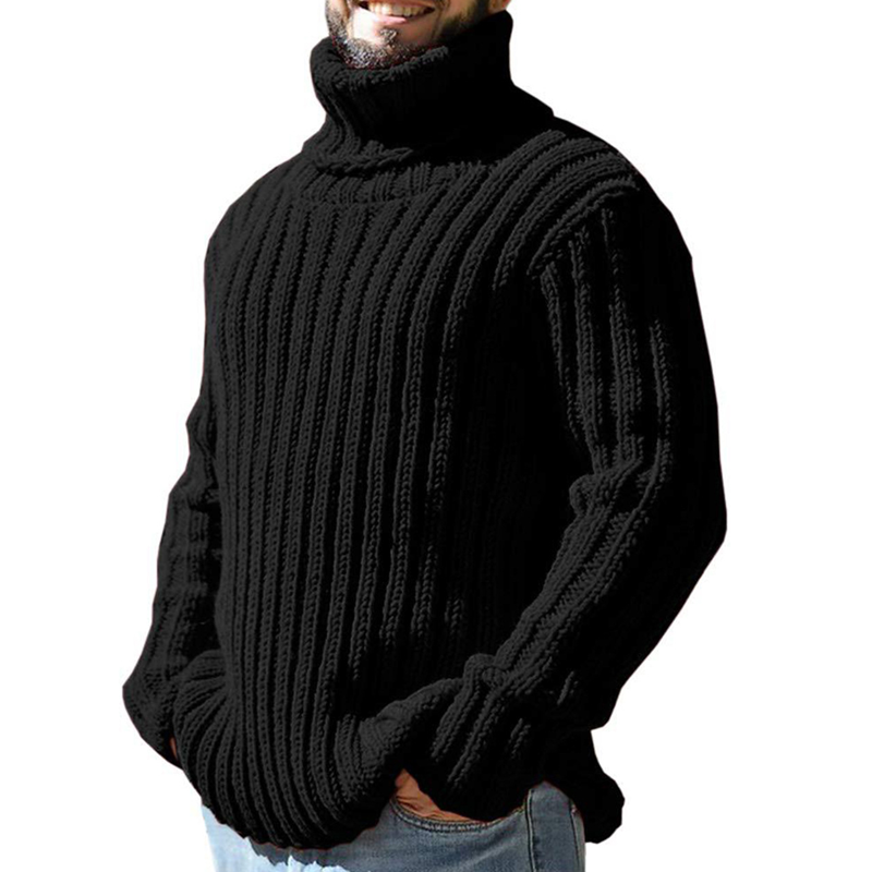 Turtleneck Sweater Men's Solid Color Slim-Fit Knit Top