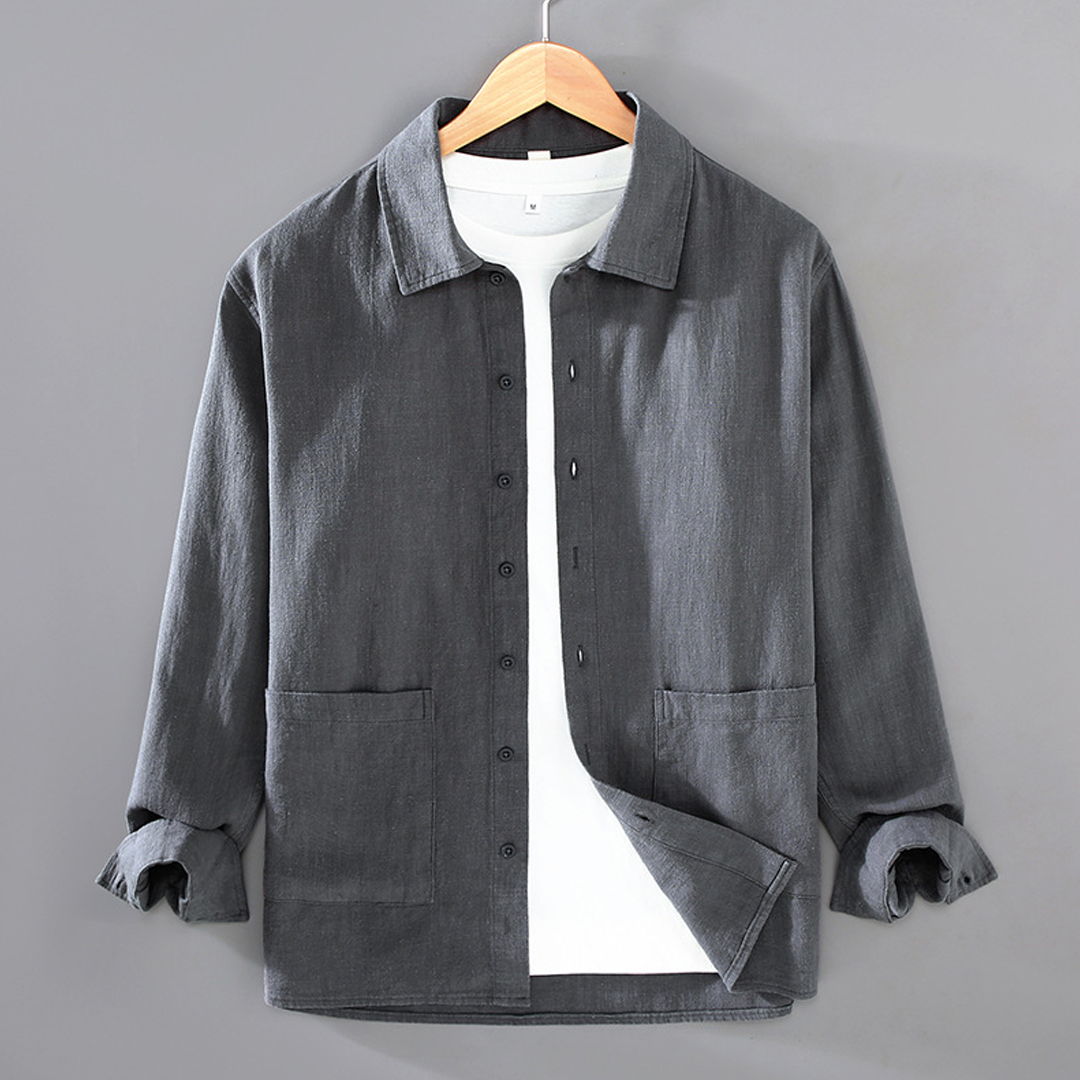 Men's Casual All-Match Solid Color Jacket Shirt