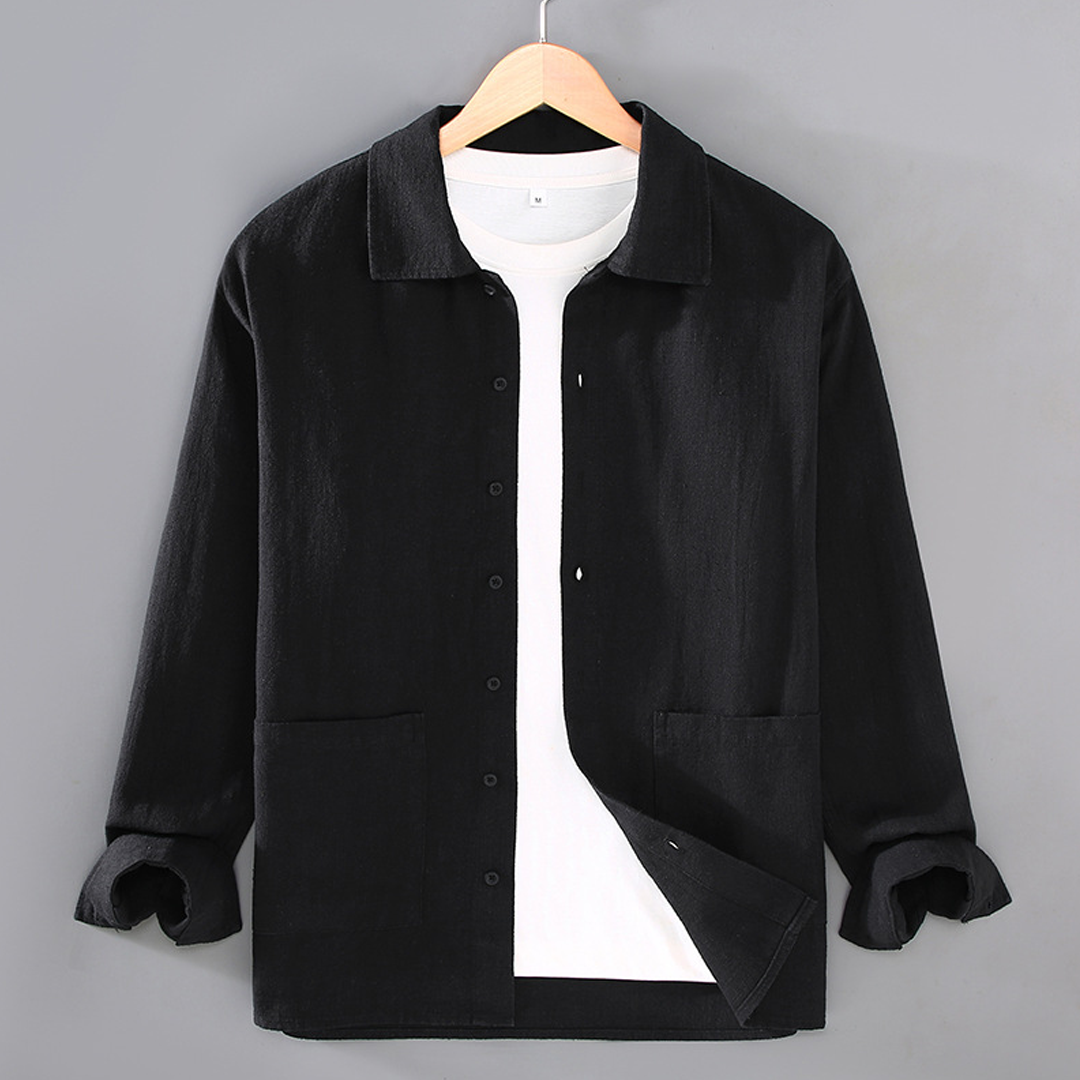 Men's Casual All-Match Solid Color Jacket Shirt