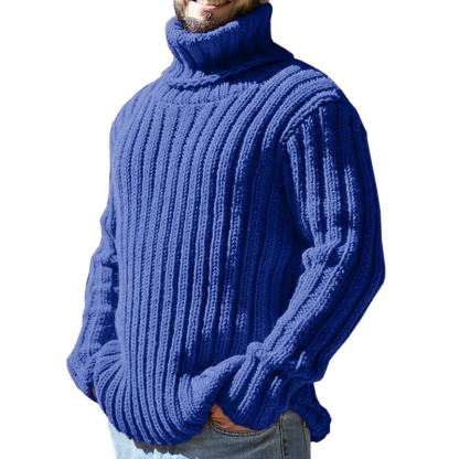 Turtleneck Sweater Men's Solid Color Slim-Fit Knit Top
