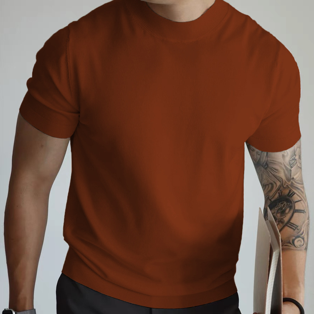 Men's Summer Round Neck Design Slim Short Sleeves